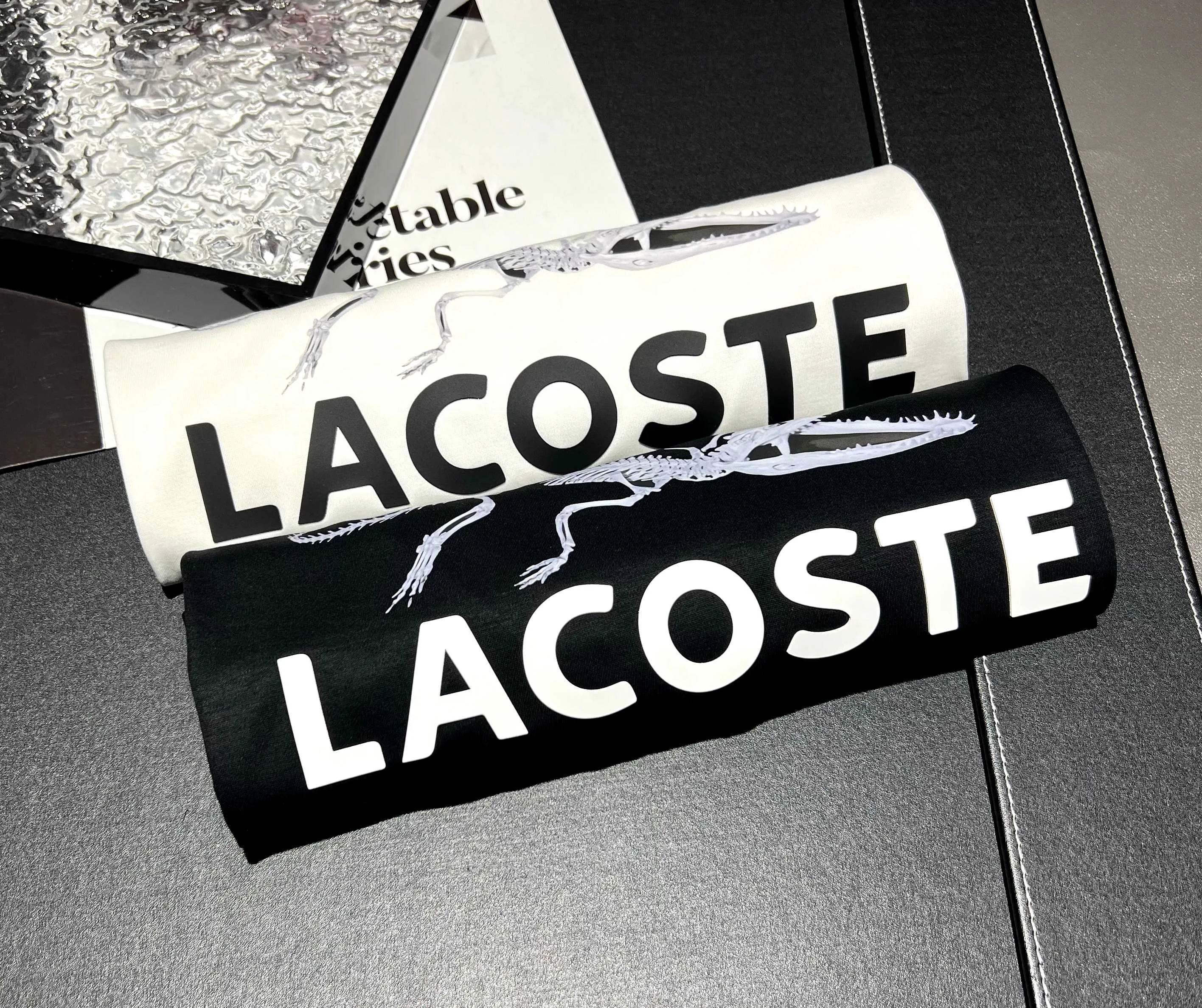 2026 New Arrival Spring and Summer 200g mercerized cotton short-sleeved logo: LACOSTE Process: silicone➕printing Color: black/white Sizes: M~3XL